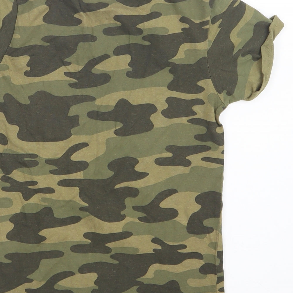 Primark Girls Green Camouflage Basic T-Shirt Size 9-10 Years