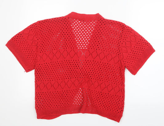 CHIC Womens Red Knit Cardigan Jumper Size M