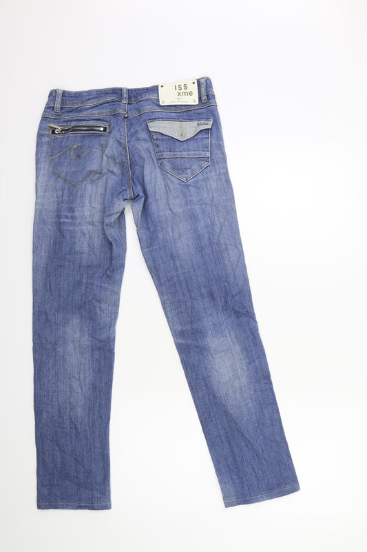 moda + Womens Blue Denim Straight Jeans Size 27 in L32 in