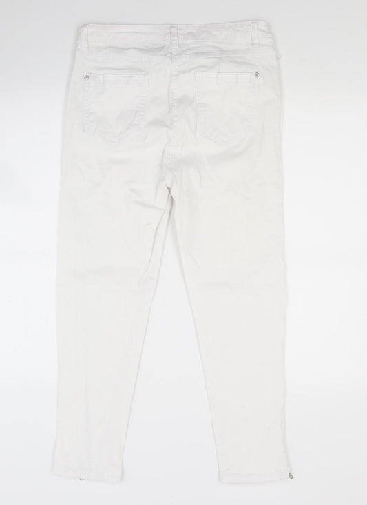 M&Co Womens White Denim Skinny Jeans Size 12 L23 in