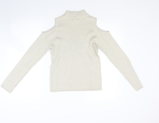 New Look Womens Beige Knit Pullover Jumper Size 18 - Open Shoulders