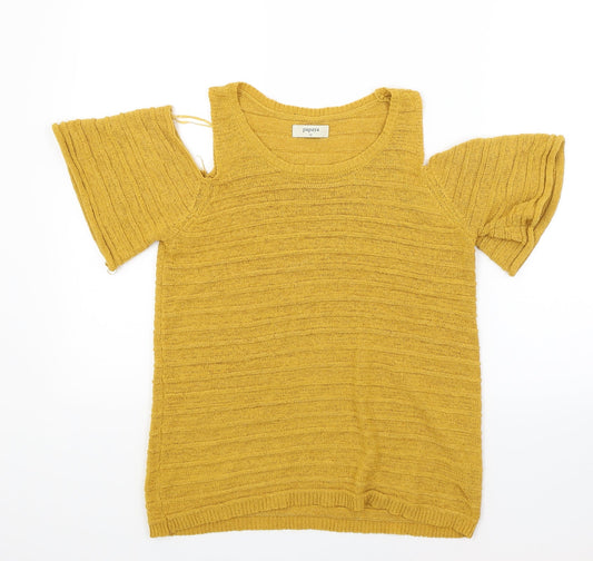 Papaya Womens Yellow Pullover Jumper Size 12 - Open Shoulders