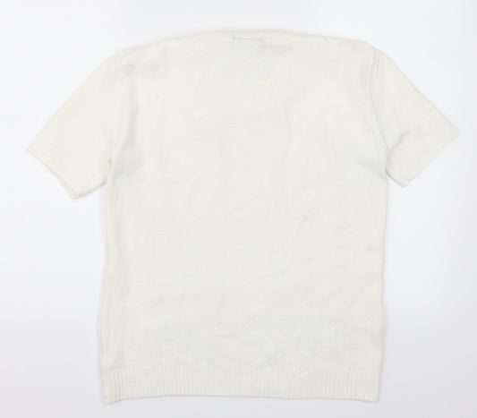 Choice Womens White Pullover Jumper Size M