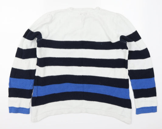 Kenar Womens Blue Striped Pullover Jumper Size XL