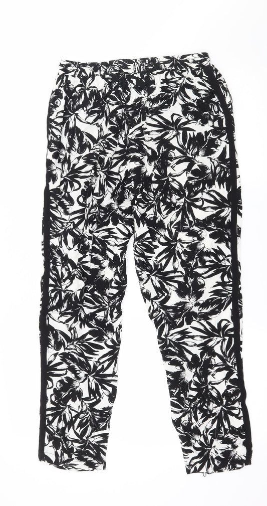 Dorothy Perkins Womens Black Floral Trousers Size 8 L25 in