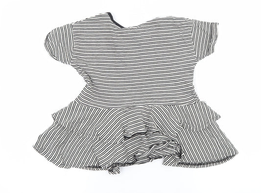 TU Girls Black Striped Jersey Basic T-Shirt Size 7 Years