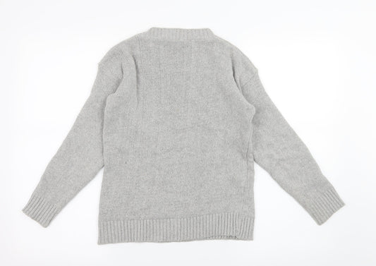 Q-10 collection Womens Grey Knit Pullover Jumper Size S - Rudolph Christmas