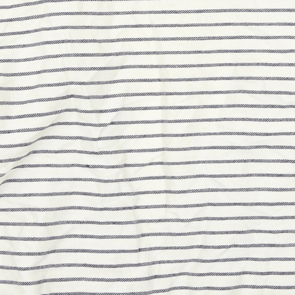 Preworn Womens White Striped Jacket Blazer Size 8