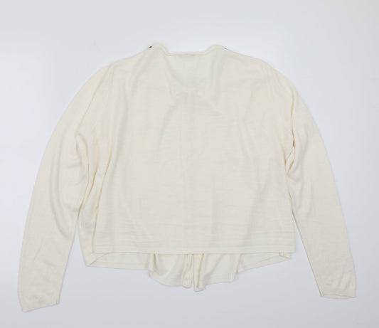 Marks and Spencer Womens White Cardigan Jumper Size 14