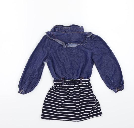 Phelfish Girls Blue Striped A-Line Size 9 Years