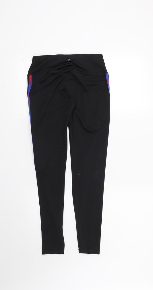 Workout Womens Black Striped Capri Leggings Size 6 L26 in