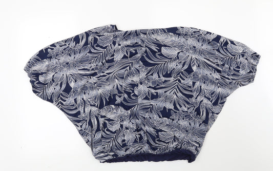 Apricot Womens Blue Floral Basic Blouse Size 10