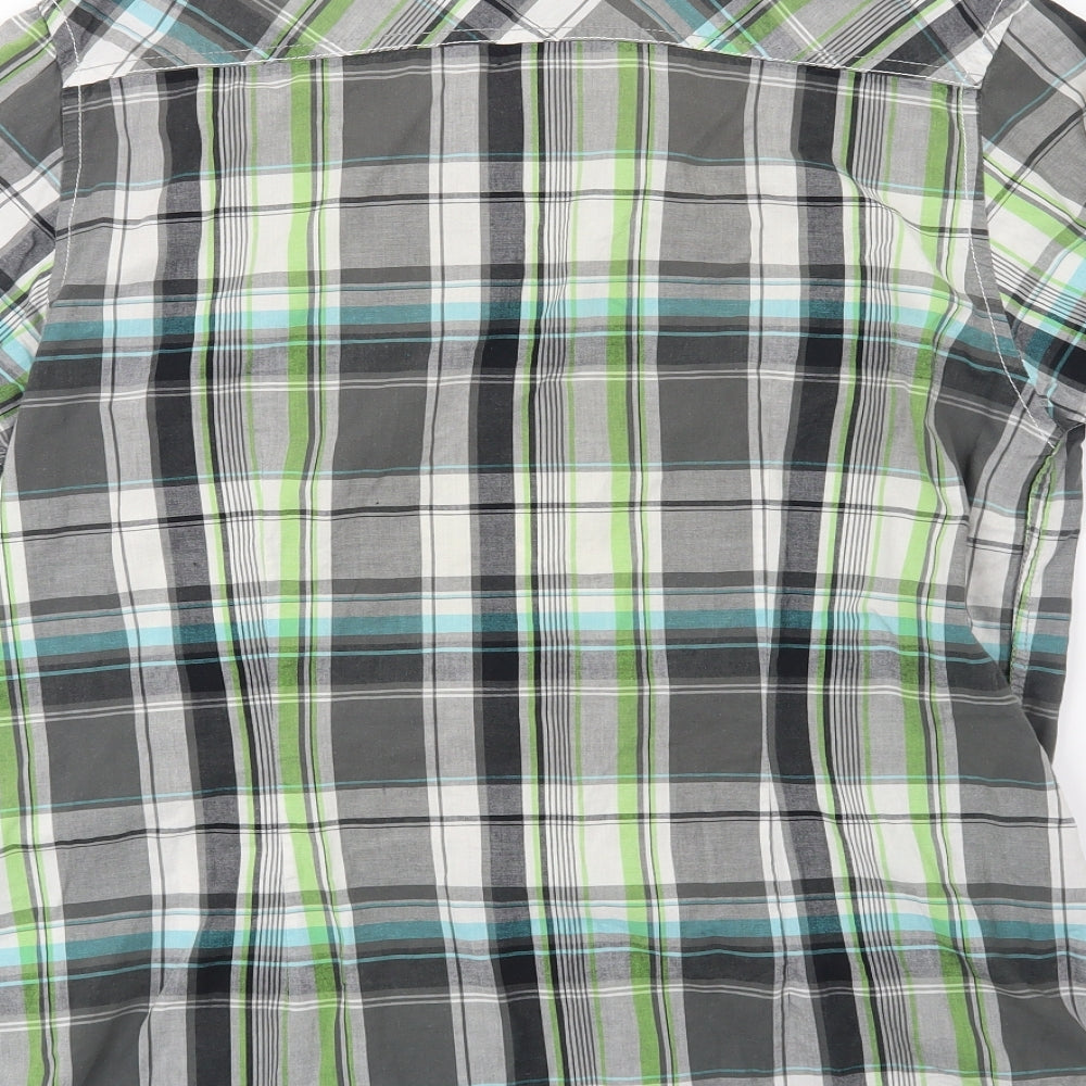 Burton Mens Grey Check Button-Up Size M
