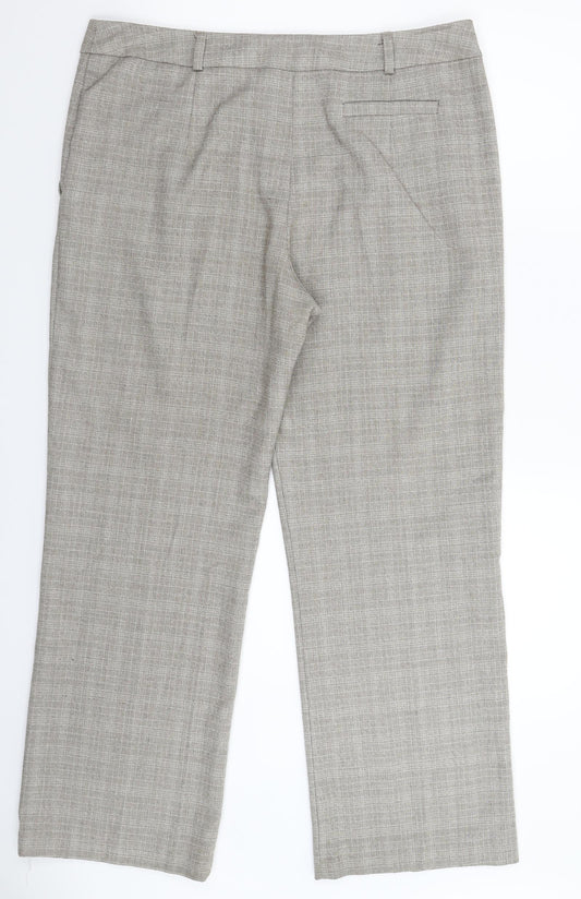 Matalan Womens Grey Check Trousers Size 14 L29 in