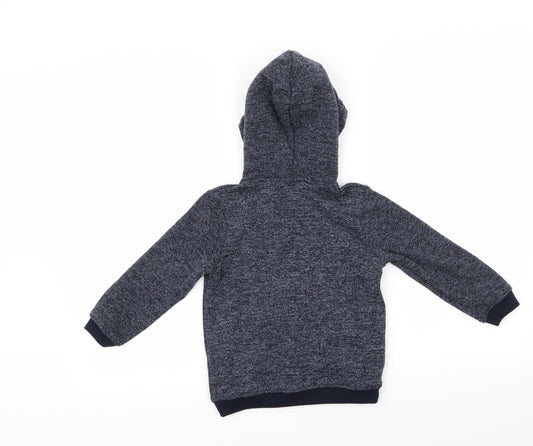 so cute Boys Blue Full Zip Hoodie Size 5 Years - Bear