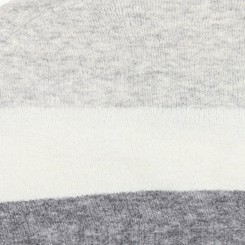 Papaya Womens Grey Striped Pullover Jumper Size M