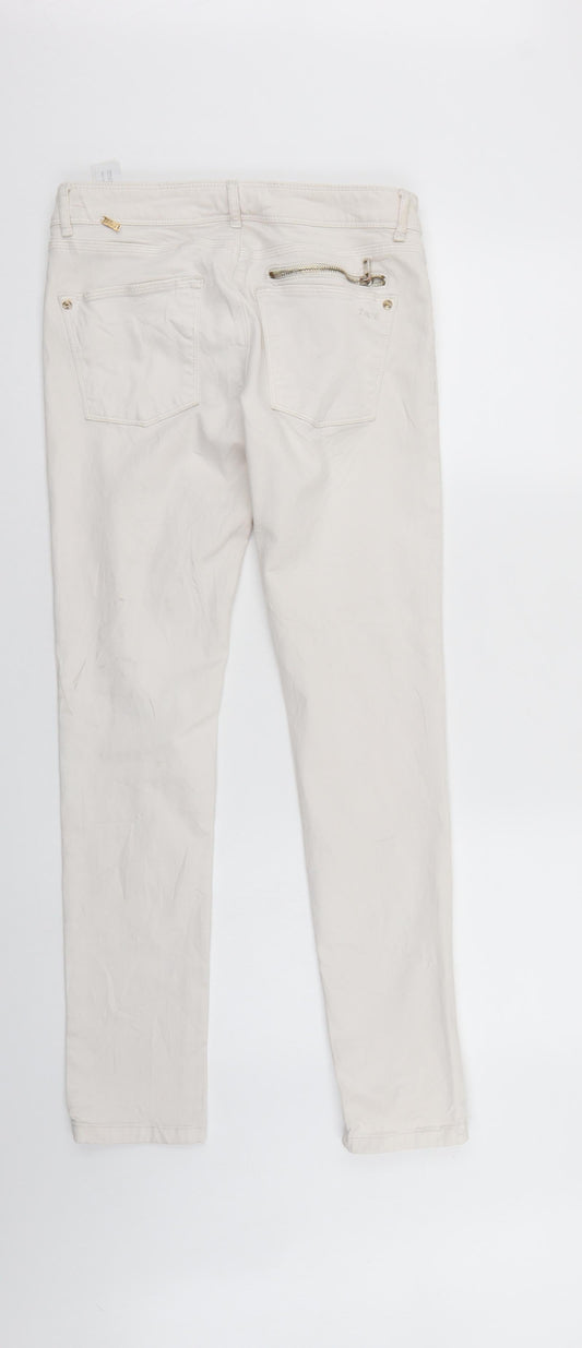 Zara Womens Ivory Denim Straight Jeans Size 8 L29 in