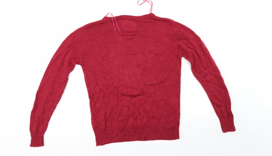 Preworn Womens Red Animal Print Pullover Jumper Size S - Christmas Jumper