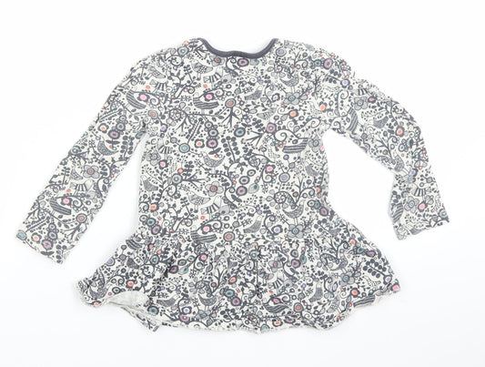 Mini Club Girls Grey Floral Basic Blouse Size 2-3 Years