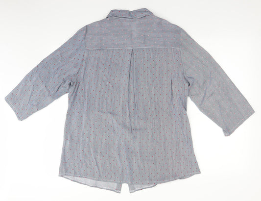 f.d.joseph Womens Blue Polka Dot Basic Blouse Size M