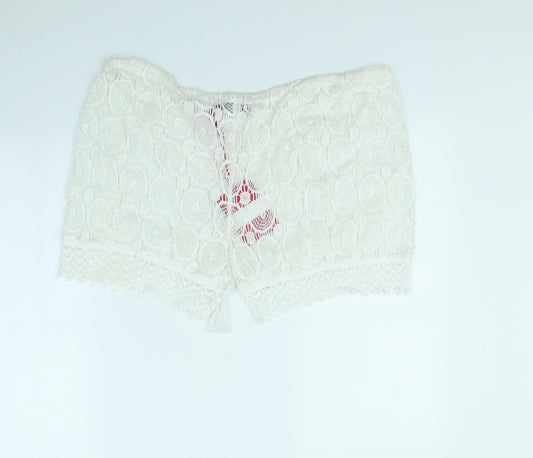 Boohoo Womens White Cut-Off Shorts Size 12