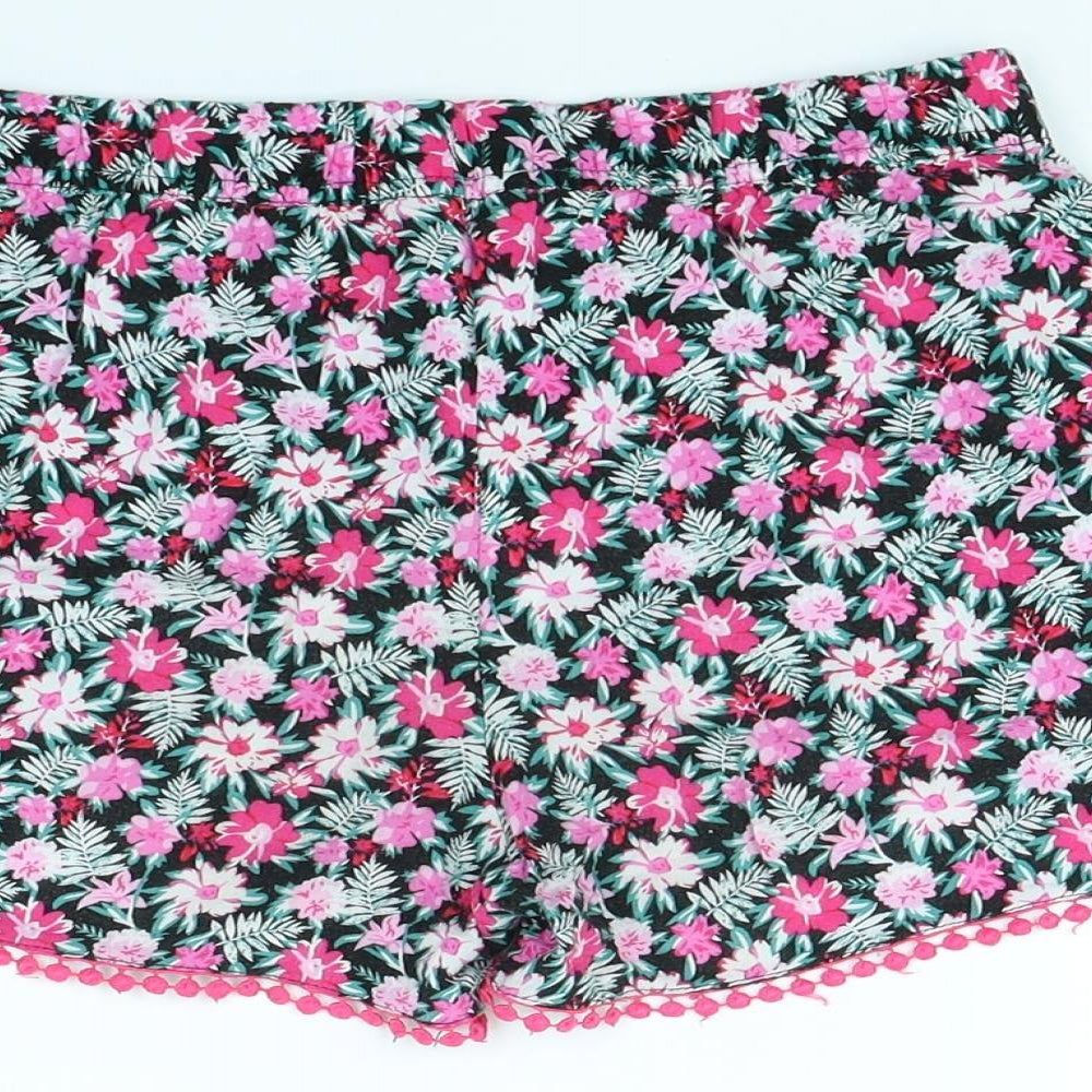 YD Girls Black Floral Bermuda Shorts Size 11-12 Years