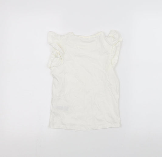 Marks and Spencer Girls White Basic T-Shirt Size 6-7 Years