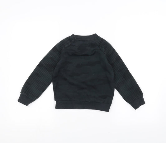 Primark Boys Green Camouflage Pullover Jumper Size 5-6 Years