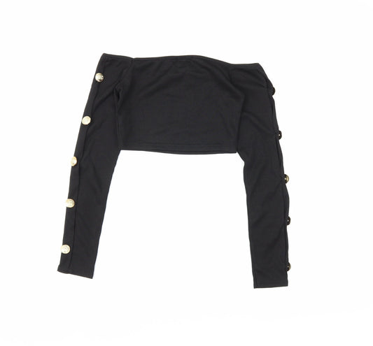 PRETTYLITTLETHING Womens Black Cropped Blouse Size 4