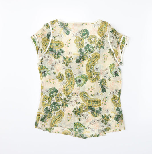 iora Womens Beige Paisley Basic Blouse Size L