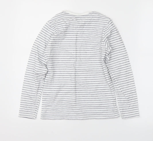 George Girls White Striped Basic T-Shirt Size 7-8 Years