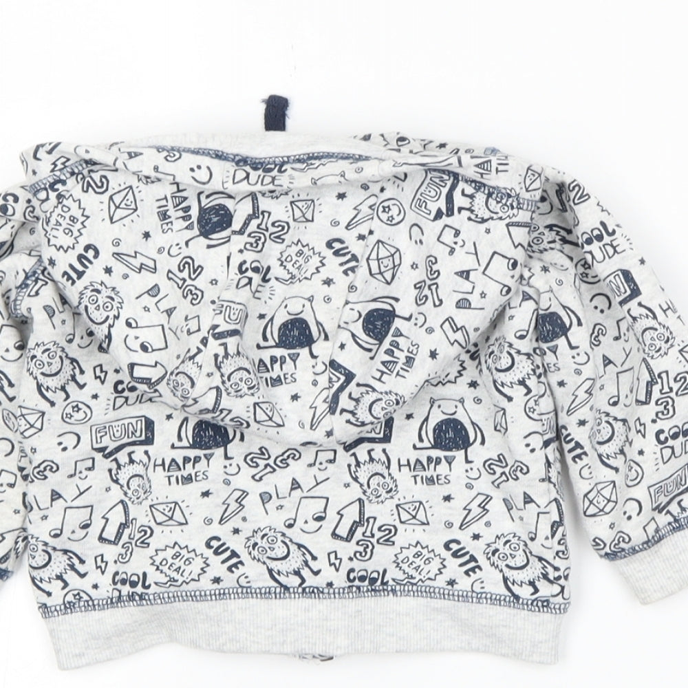 F&F Boys Grey Full Zip Jumper Size 9-12 Months
