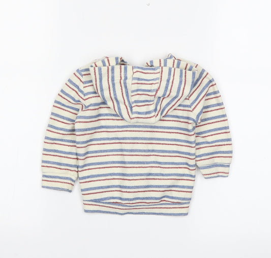 M&S Boys Beige Striped Full Zip Jumper Size 6-9 Months