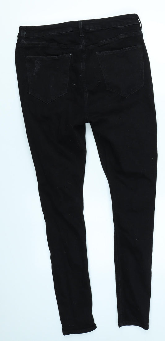 V Womens Black Denim Skinny Jeans Size 14 L28 in