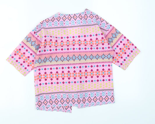TU Girls Pink Geometric Kimono Jacket Size 8 Years