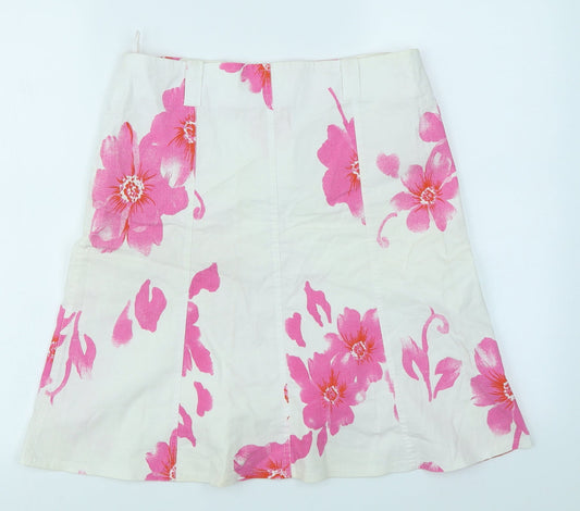 Andante Womens White Floral Flare Skirt Size 12