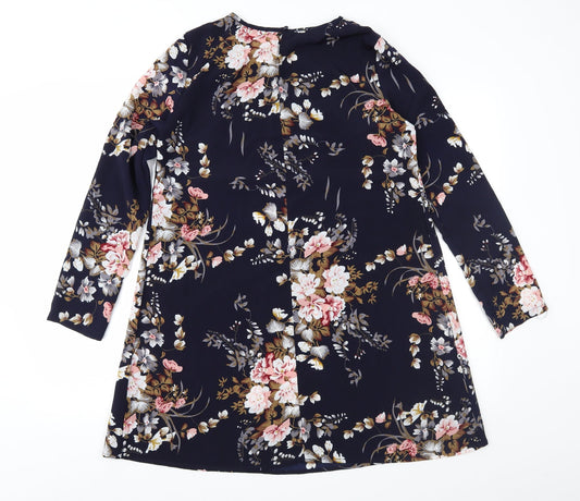 SheIn Womens Blue Floral A-Line Size 8