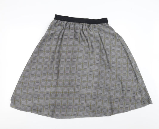 freequent Womens Grey Check A-Line Skirt Size L