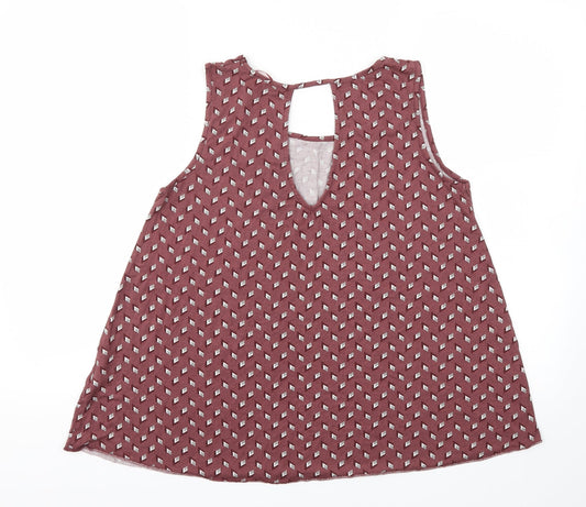 Camaieu Womens Brown Argyle/Diamond Basic T-Shirt Size M