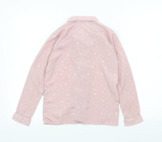 River Island Girls Pink Colourblock Top Pyjama Top Size 9 Years - Frill Detail