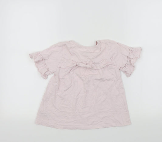 NEXT Girls Pink Basic T-Shirt Size 8 Years - Frill Detail