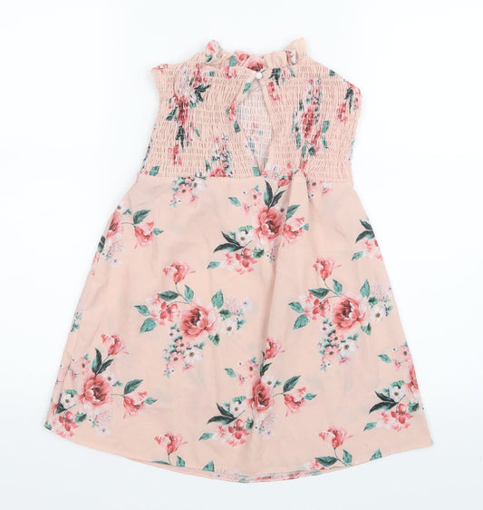 Select Womens Pink Floral Basic Blouse Size 8