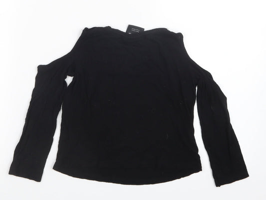 Young Dimension Girls Black Basic T-Shirt Size 7-8 Years - Open Shoulders