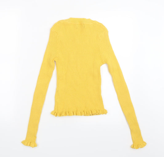 Miss Valley Womens Yellow Basic T-Shirt Size S