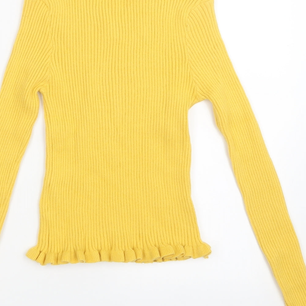 Miss Valley Womens Yellow Basic T-Shirt Size S