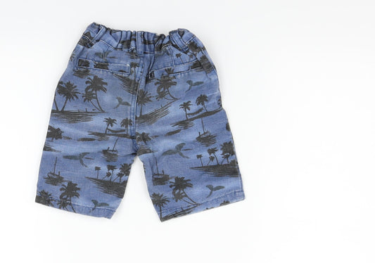 deniem & co Boys Blue Geometric Cropped Trousers Size 18-24 Months