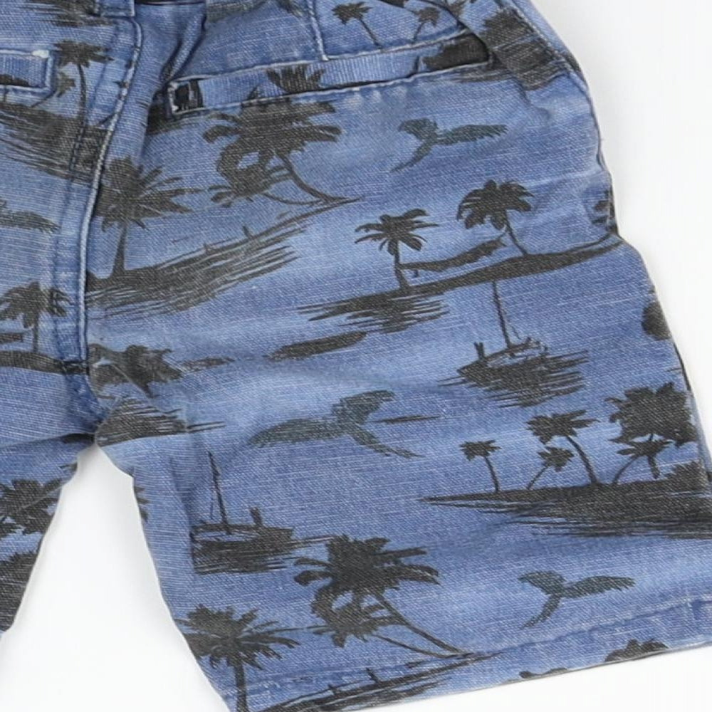 deniem & co Boys Blue Geometric Cropped Trousers Size 18-24 Months