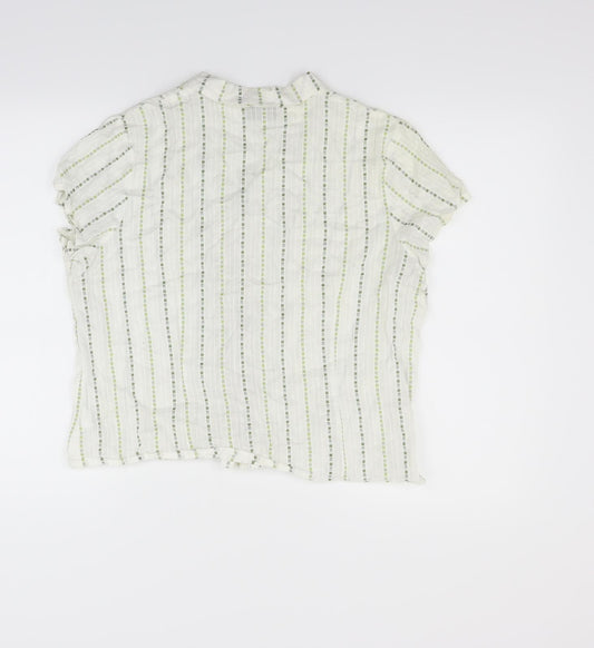 Alex & Co Womens White Striped Basic Button-Up Size 18