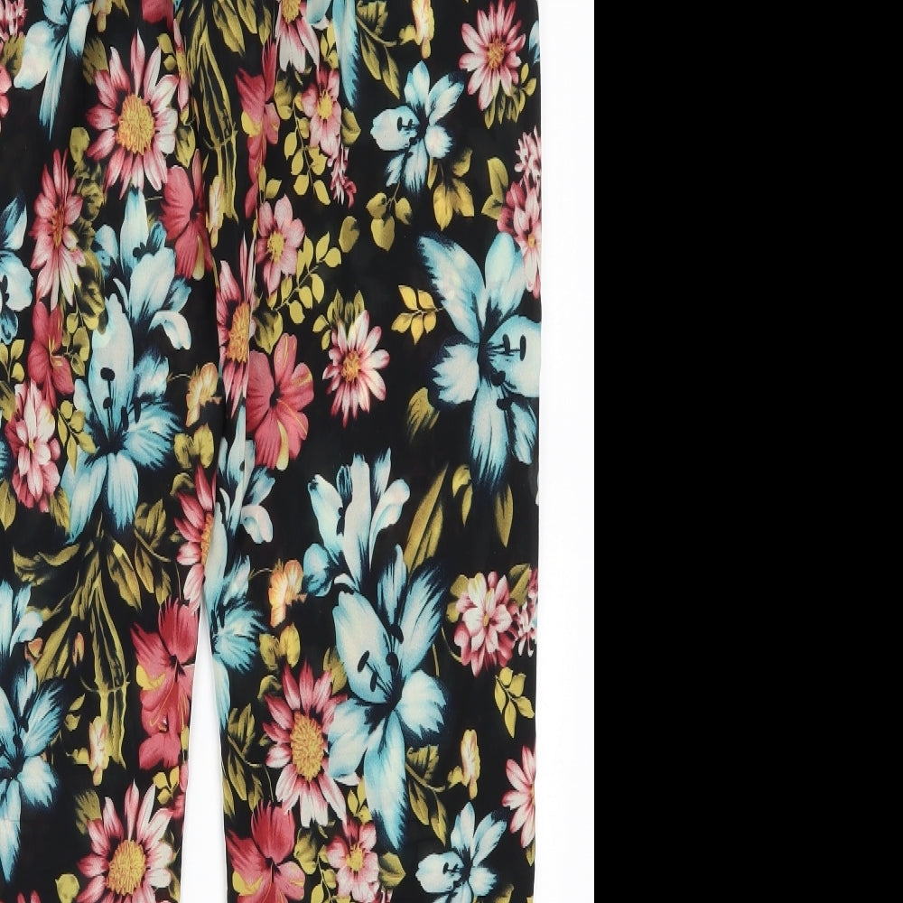 Parisian Womens Multicoloured Floral Trousers Size 12 L30 in - Pink and Blue Flowers