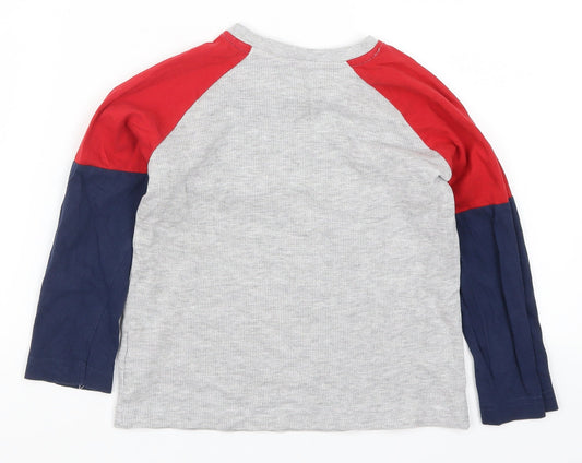 Matalan Boys Blue Colourblock Basic T-Shirt Size 7 Years - Red and Grey